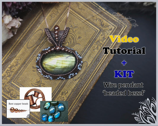 Kit + VIDEO tutorial - Beaded bezel pendant