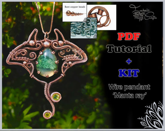 Kit + PDF Tutorial - Manta ray pendant