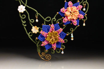 TUTORIAL - 3D flower micro macrame pendant - macrame pattern - jewellery making instructions