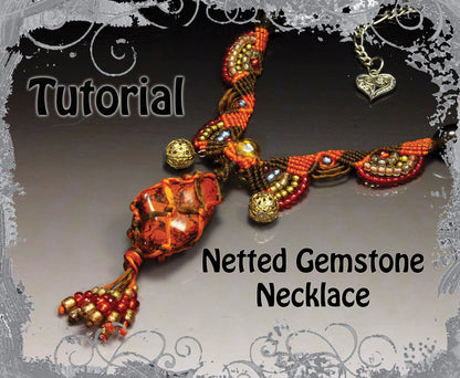 TUTORIAL - Netted Gemstone necklace -African necklace - natural gemstone macrame necklace