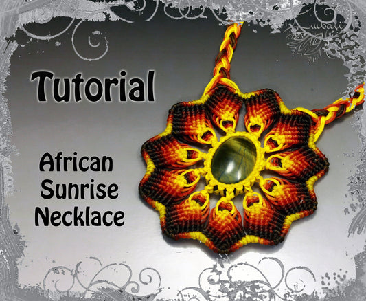 TUTORIAL - African sunrise necklace -Tigers eye pendant necklace pattern - natural gemstone necklace