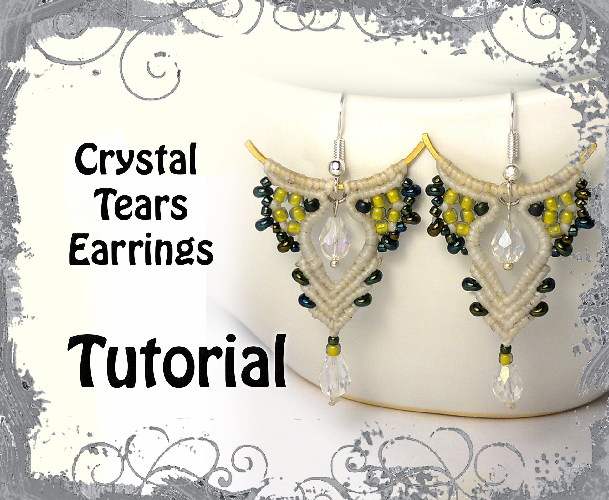 TUTORIAL - Crystal tears - Macrame earrings -Boho earrings - Dangle earrings