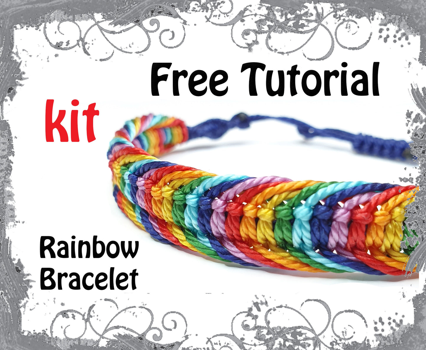 KIT - micro macrame rainbow bracelet - pride bracelet - friendship bracelet - key worker bracelet - materials