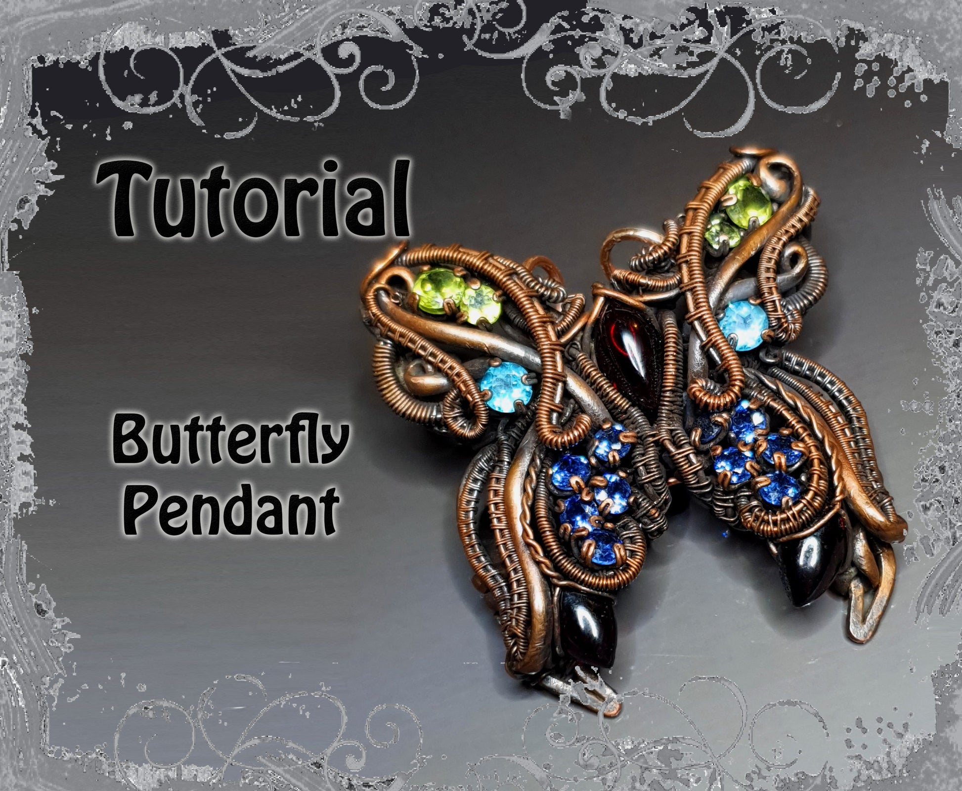 TUTORIAL - Butterfly - wire wrap pendant tutorial - DIY jewellery - gemstone setting tutorial