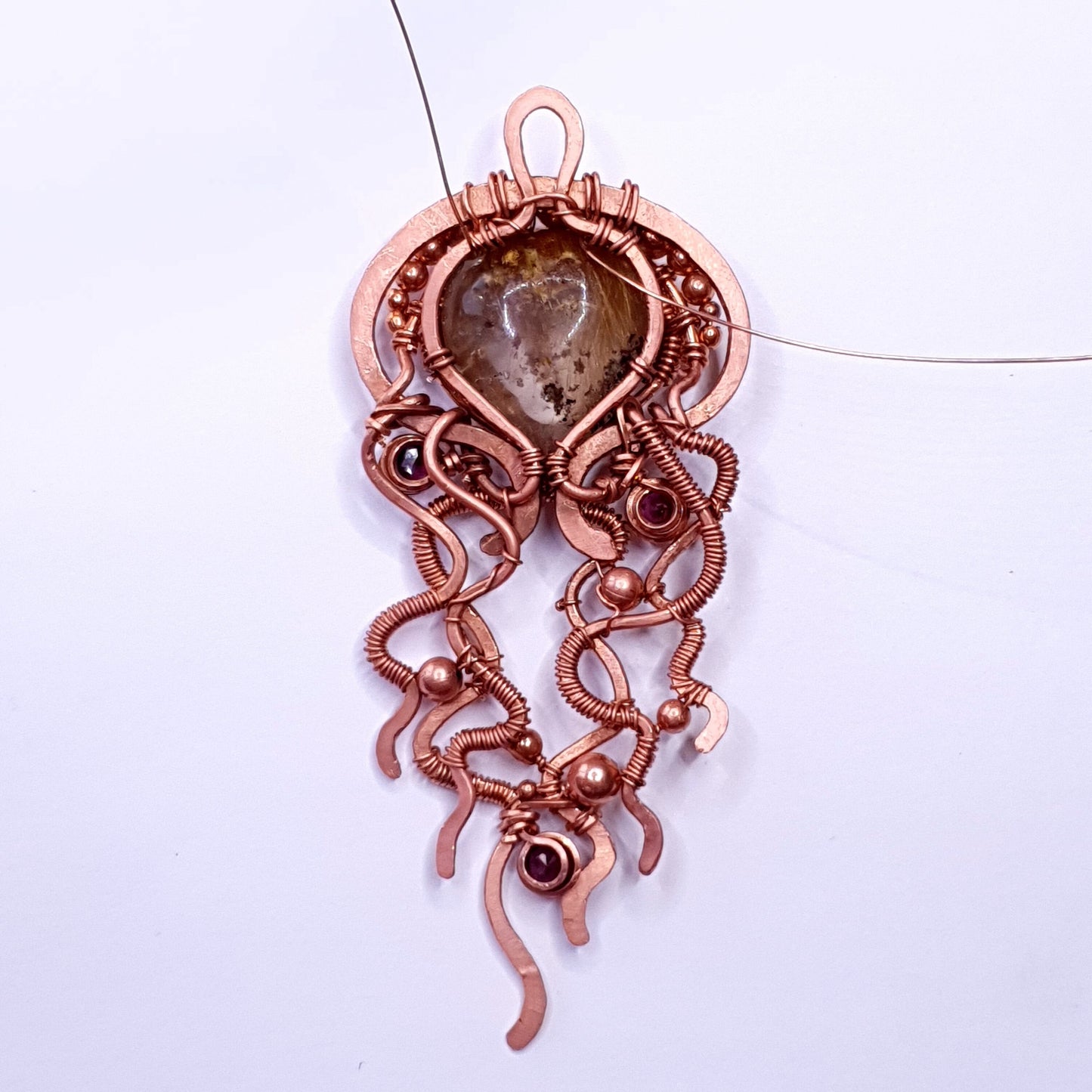 TUTORIAL - Hammered wire pendant 'Jellyfish' - wire weaving pattern - sea creature jewellery