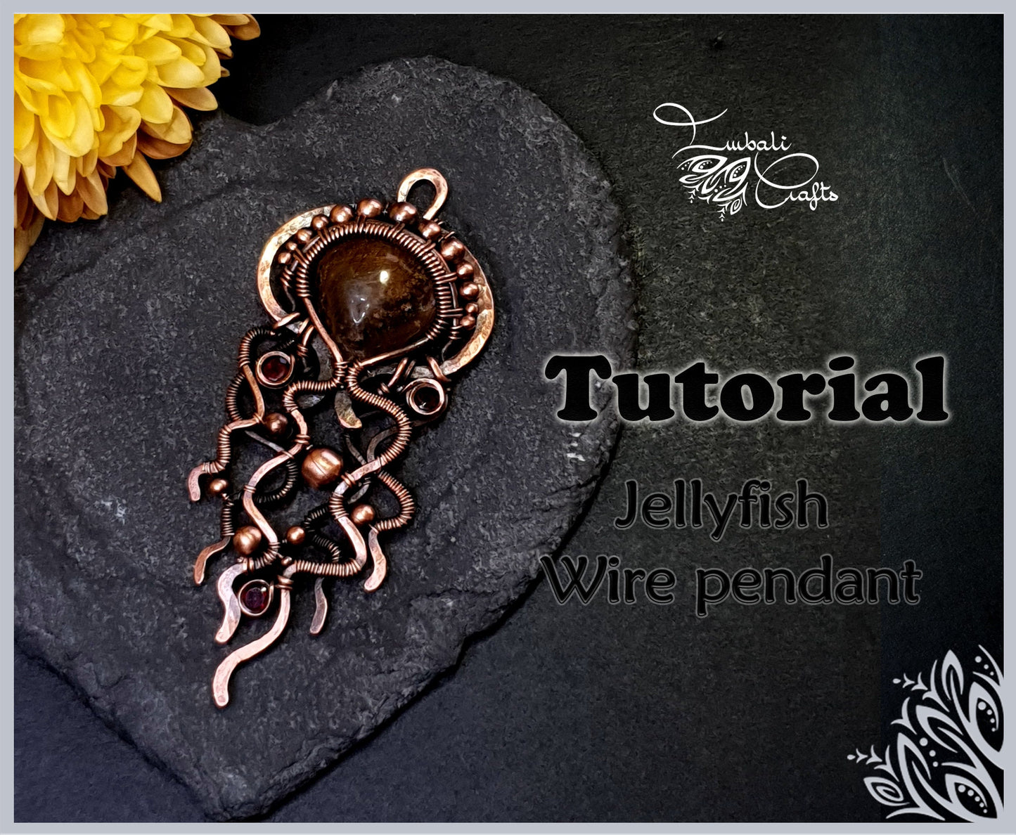 TUTORIAL - Hammered wire pendant 'Jellyfish' - wire weaving pattern - sea creature jewellery