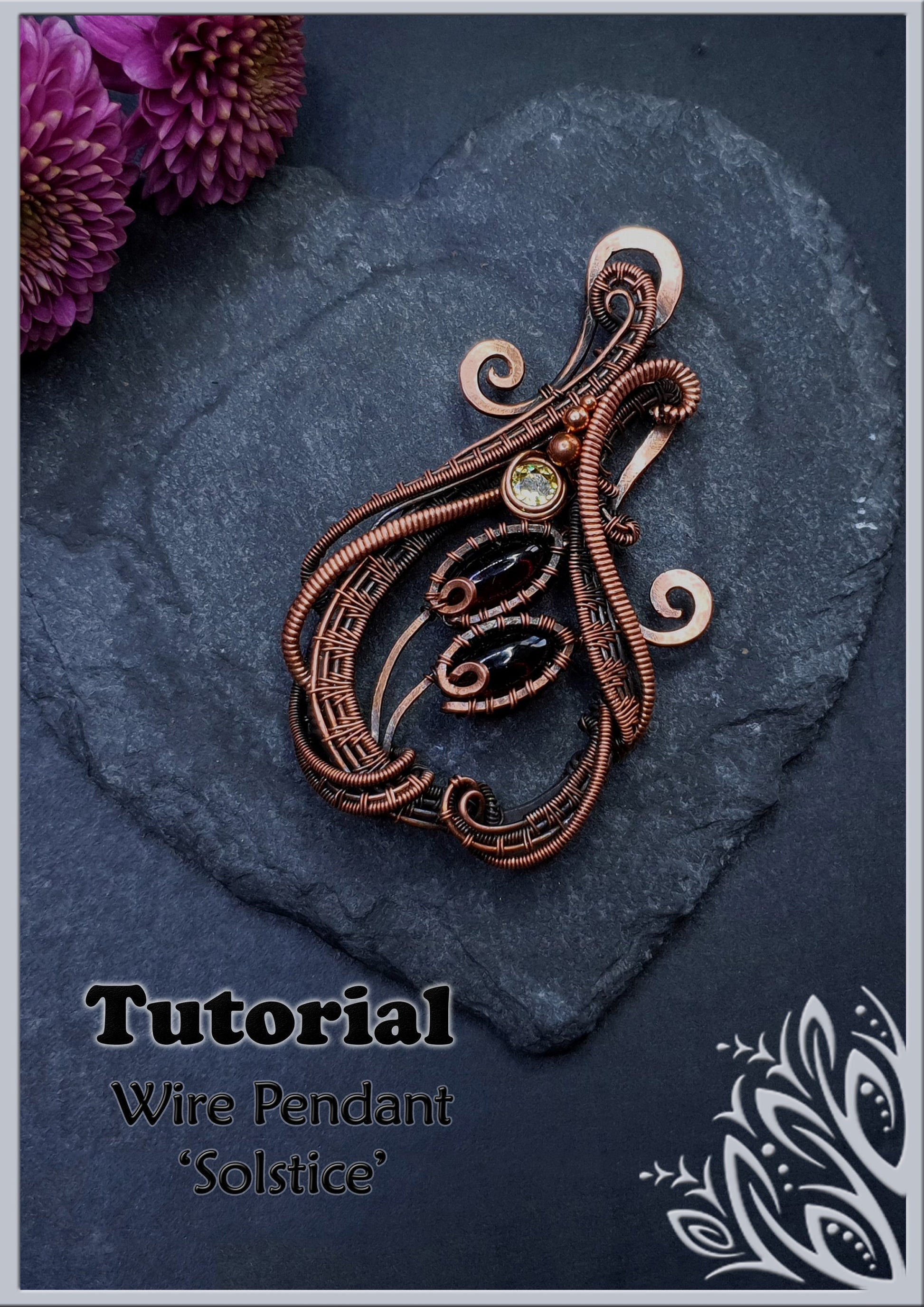 PDF tutorial 'Solstice' - wire weaving pattern - pendant tutorial