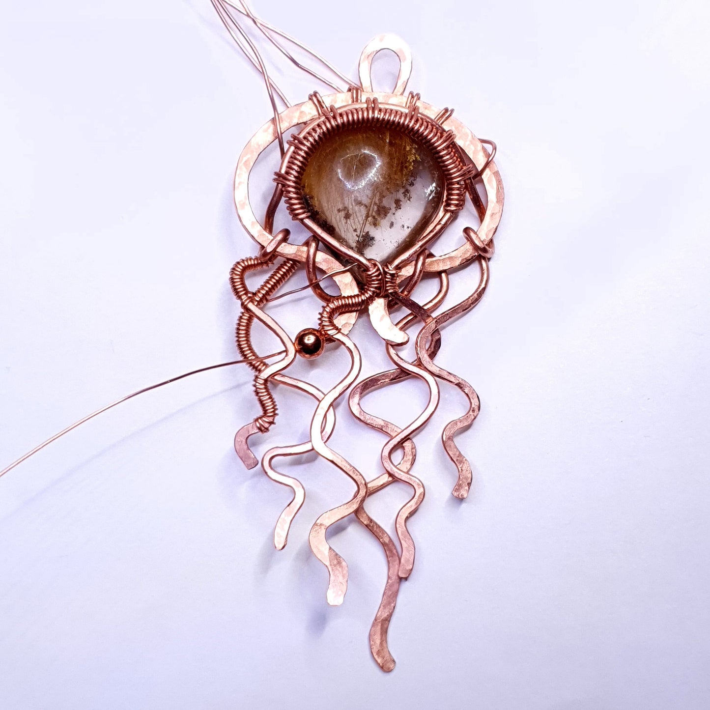 TUTORIAL - Hammered wire pendant 'Jellyfish' - wire weaving pattern - sea creature jewellery