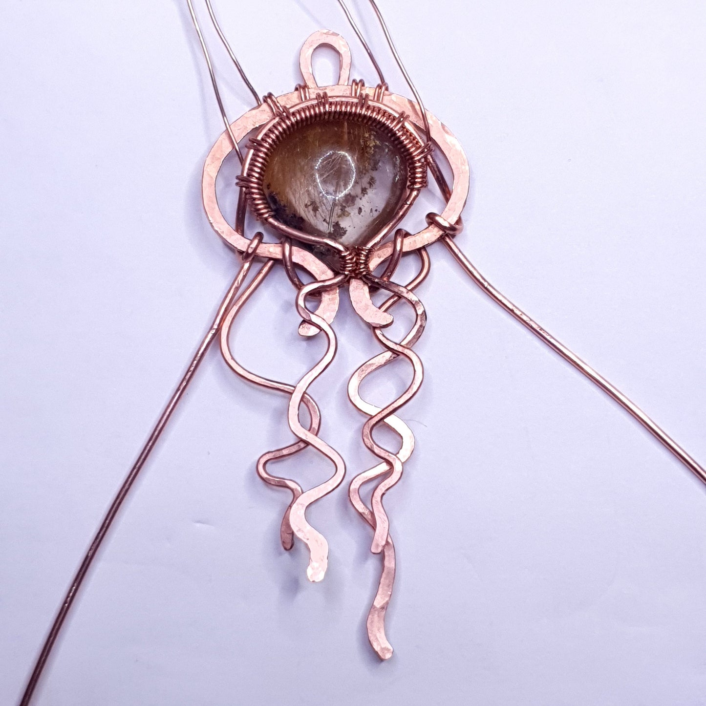 TUTORIAL - Hammered wire pendant 'Jellyfish' - wire weaving pattern - sea creature jewellery