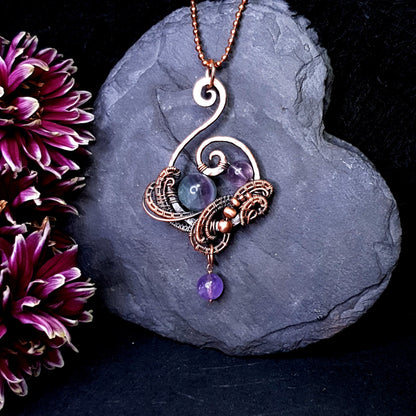 Kit + video tutorial - 'Galaxy' pendant - video tutorial - wire wrap tutorial - DIY jewellery