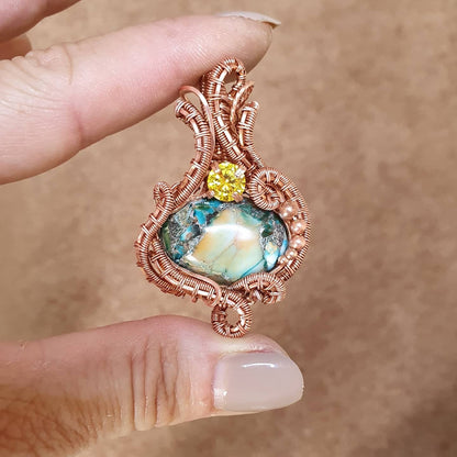 Kit + video tutorial - 'Sands of time' - Copper wire & gemstone kit for wire wrap pendant