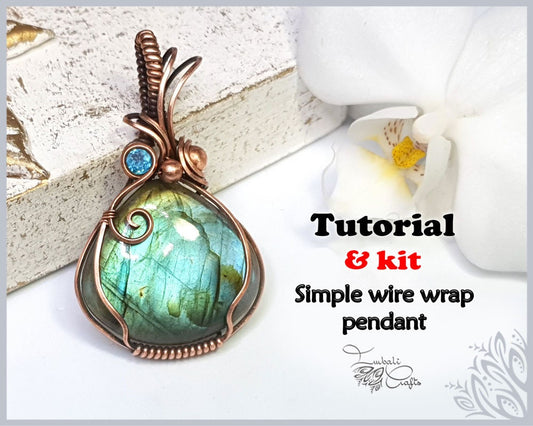 KIT + Video tutorial - Simple wire wrap pendant - copper pendant