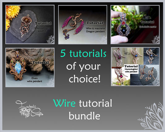 5 x wire tutorial bundle - your choice of 5 wire weaving patterns - wire wrap tutorial - DIY jewellery