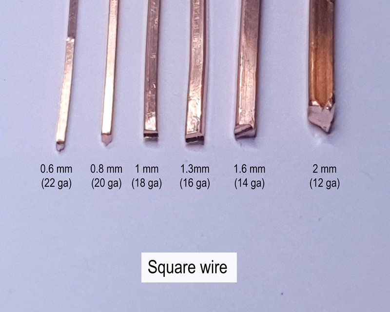 Square copper wire - dead soft - 1m - 5m - 10m