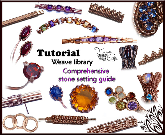 TUTORIAL - Weave library and faceted stone & cab setting techniques - wire wrap tutorial - DIY jewellery