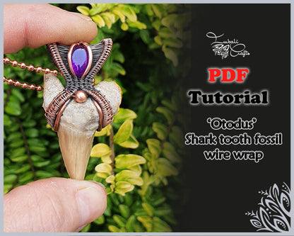 PDF TUTORIAL - Otodus obliquus shark tooth fossil - wire wrap pattern - shark tooth pendant