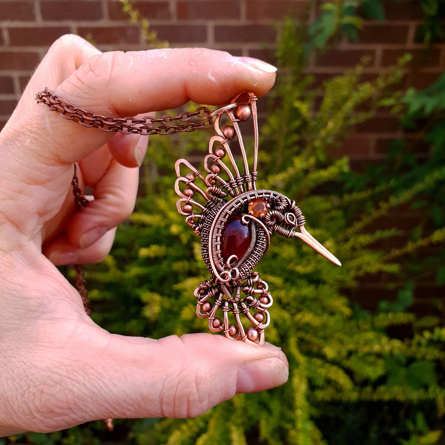 Kit + PDF Tutorial - hummingbird heady pendant - wire weaving pattern - necklace tutorial - wire pendant