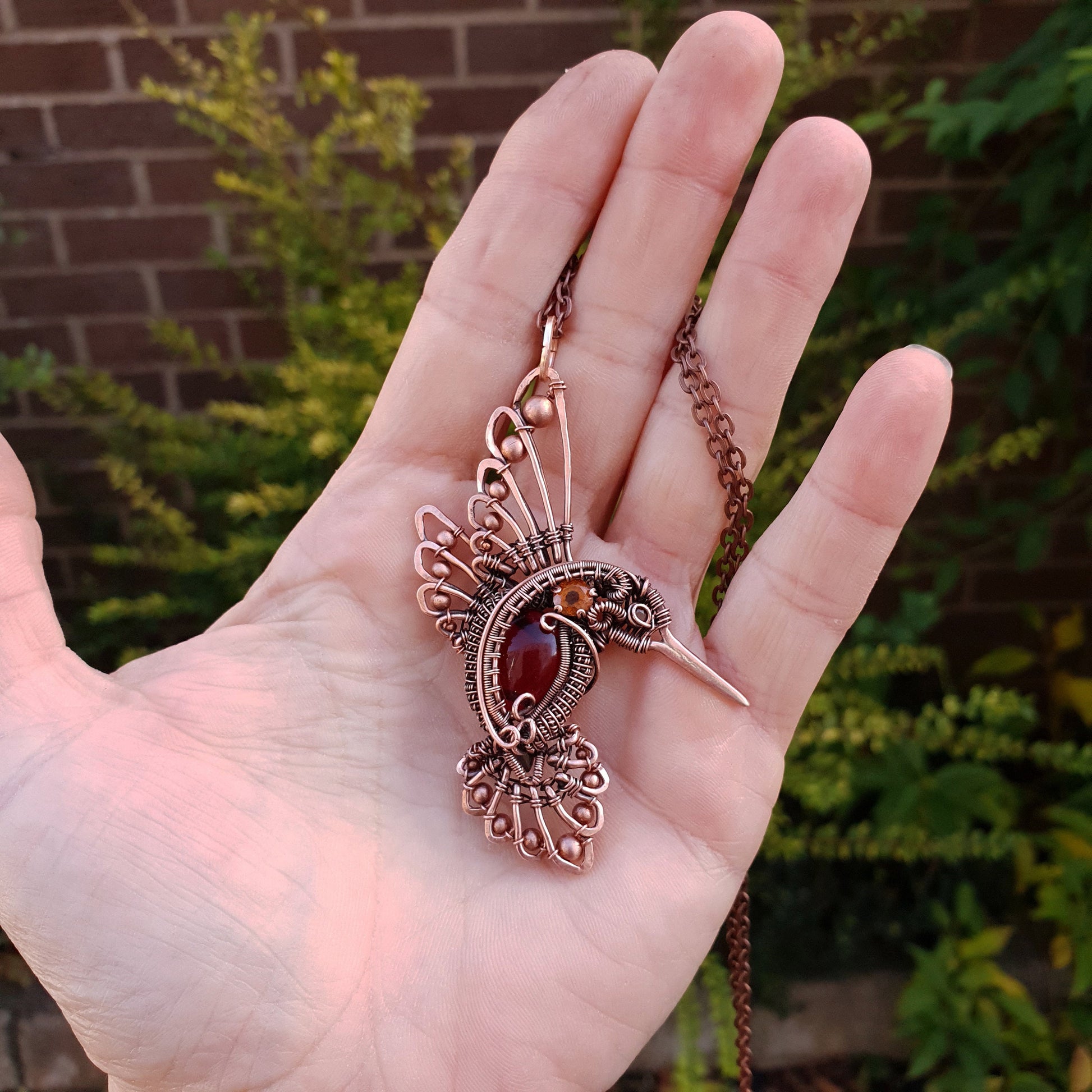 Kit + PDF Tutorial - hummingbird heady pendant - wire weaving pattern - necklace tutorial - wire pendant