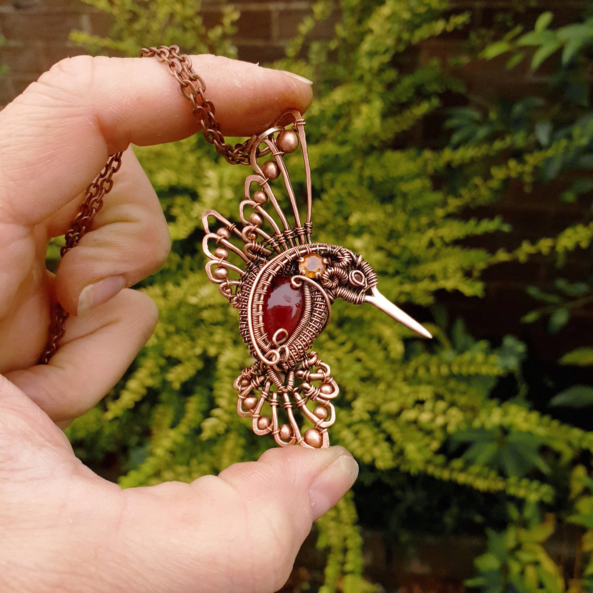 Kit + PDF Tutorial - hummingbird heady pendant - wire weaving pattern - necklace tutorial - wire pendant