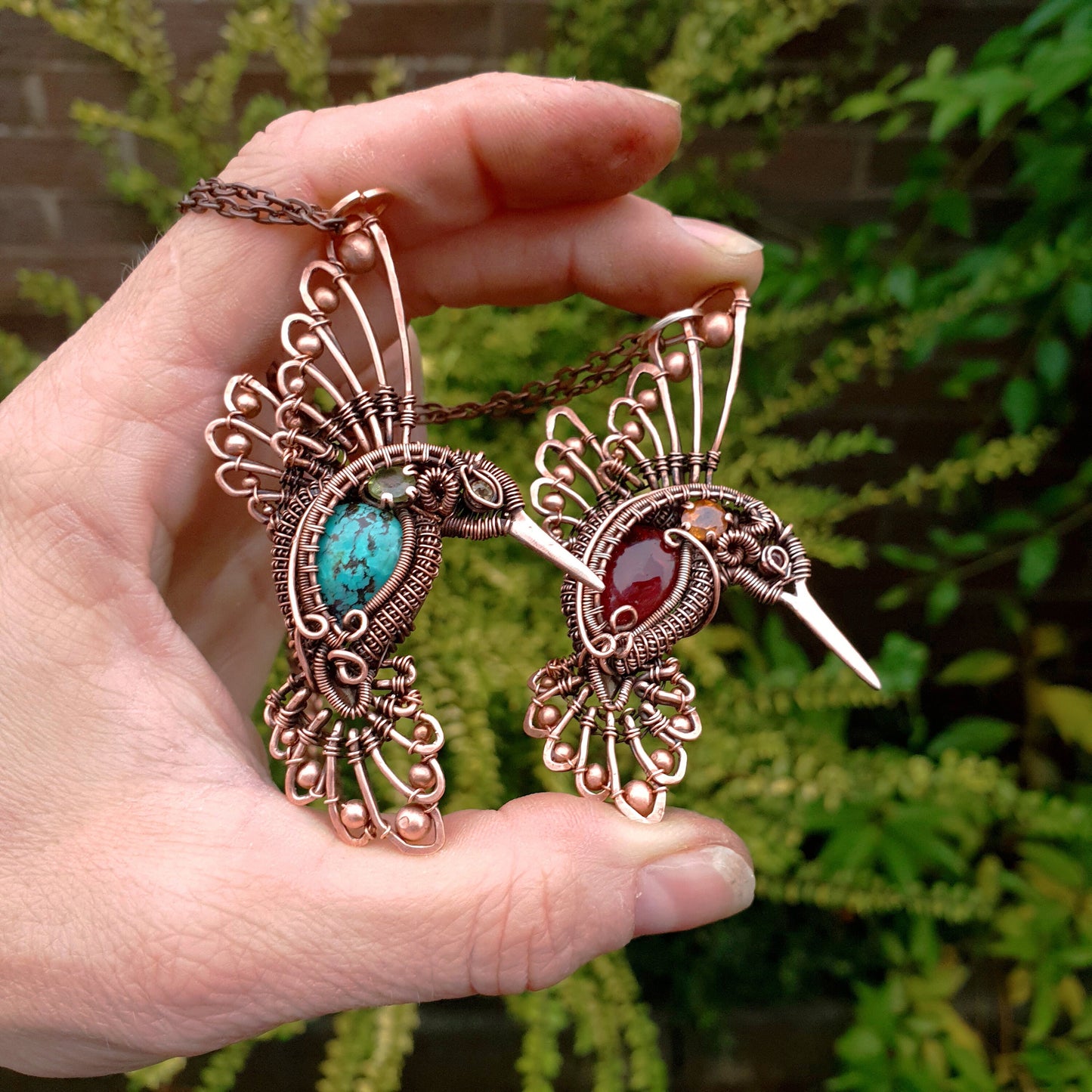 Kit + PDF Tutorial - hummingbird heady pendant - wire weaving pattern - necklace tutorial - wire pendant