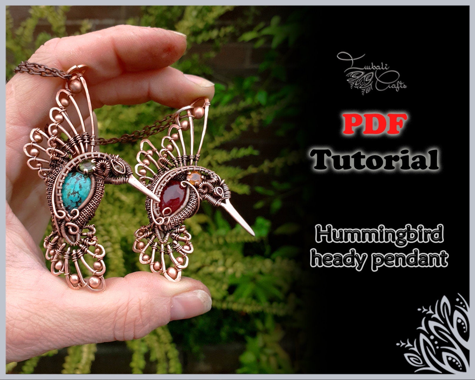 PDF TUTORIAL - hummingbird heady pendant - wire weaving pattern - necklace tutorial - wire pendant