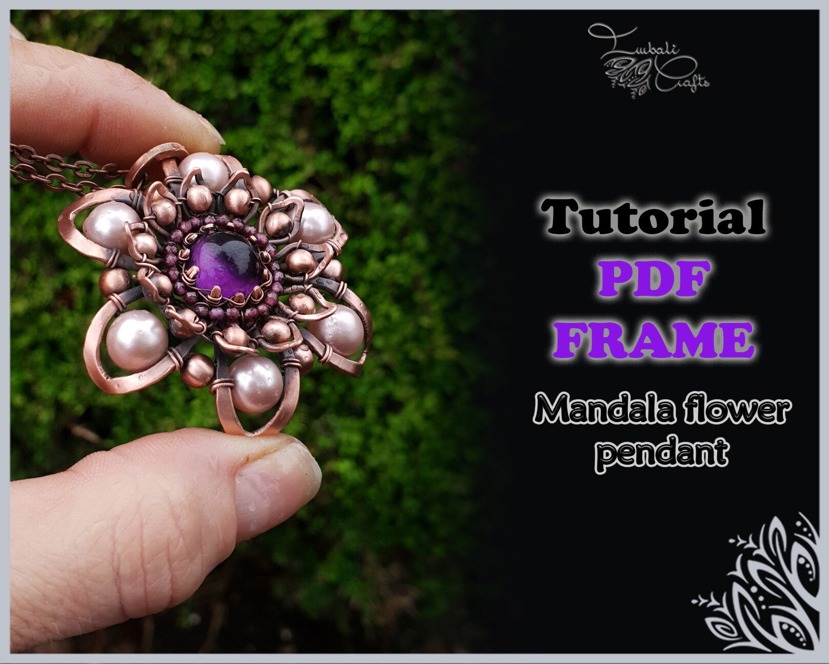 TUTORIAL - Printable base frame template for a Mandala flower pendant - frame for video tutorial