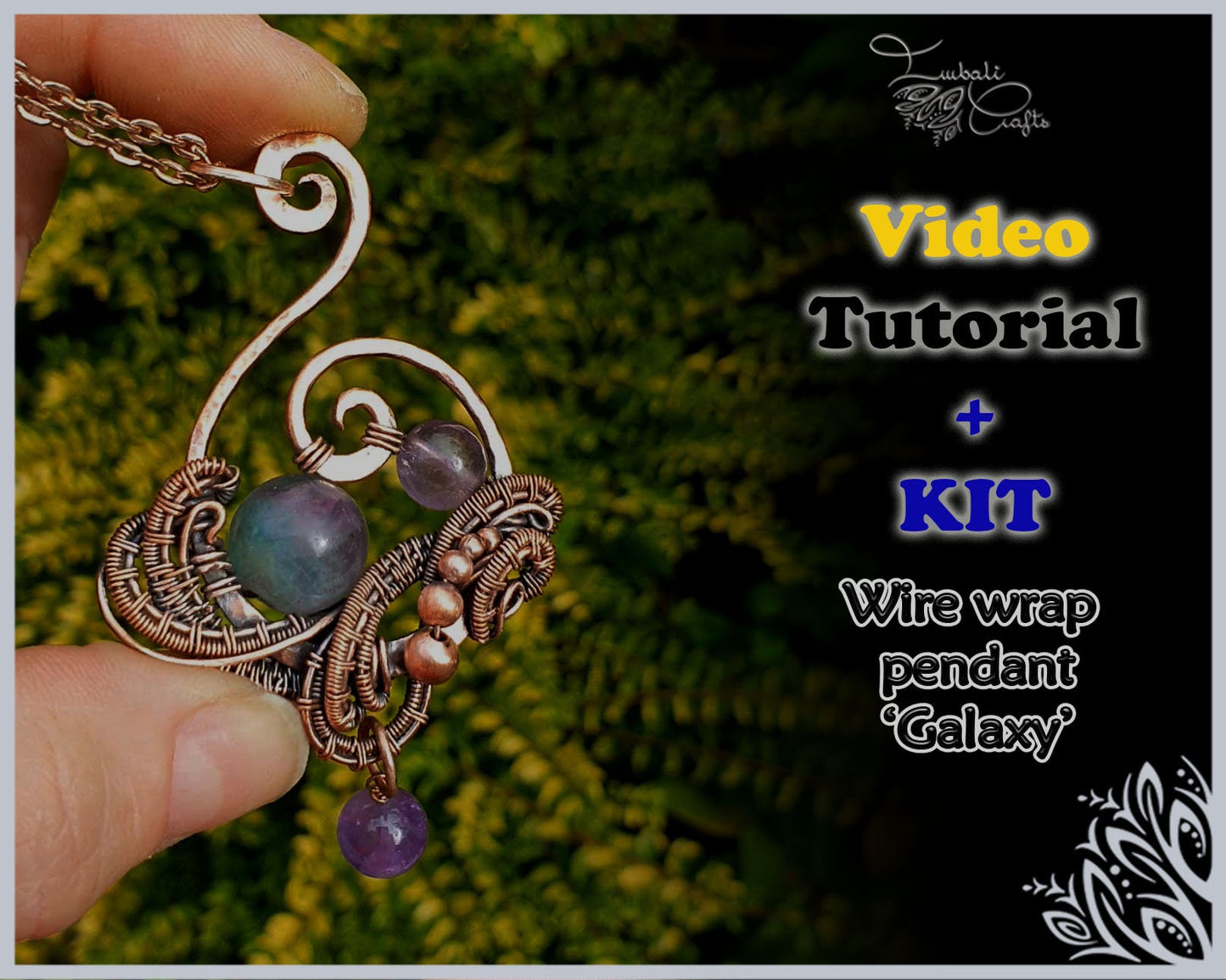 Kit + video tutorial - 'Galaxy' pendant - video tutorial - wire wrap tutorial - DIY jewellery