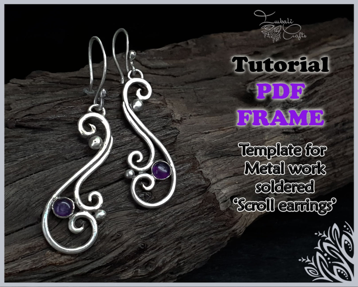 PDF frame + free tutorial for scroll earrings tutorial