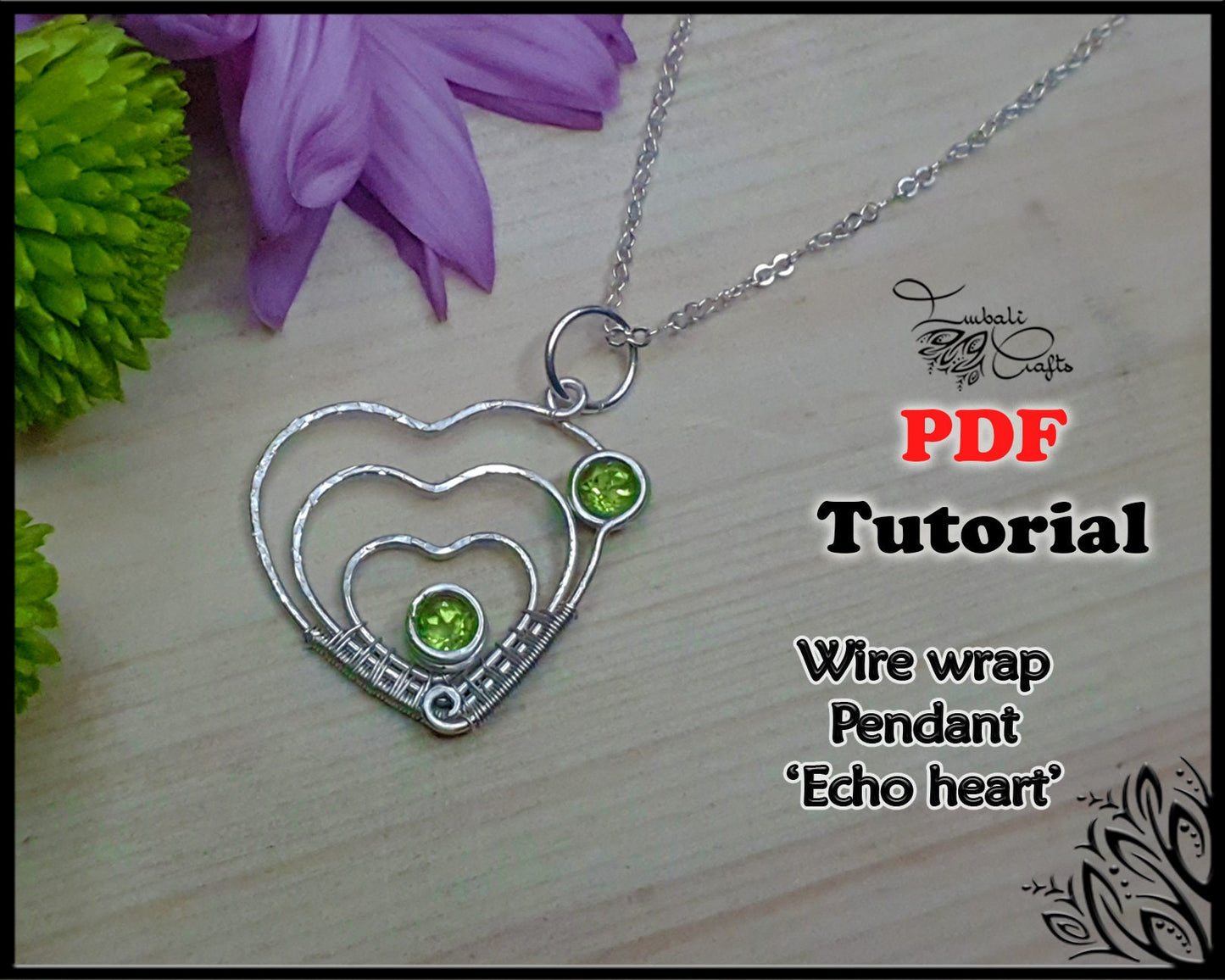 PDF Tutorial - Echo heart - wire weaving pattern - necklace tutorial - wire pendant - valentines