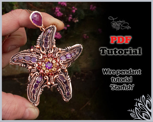 TUTORIAL - Starfish pendant - wire weaving pattern - necklace tutorial - wire pendant