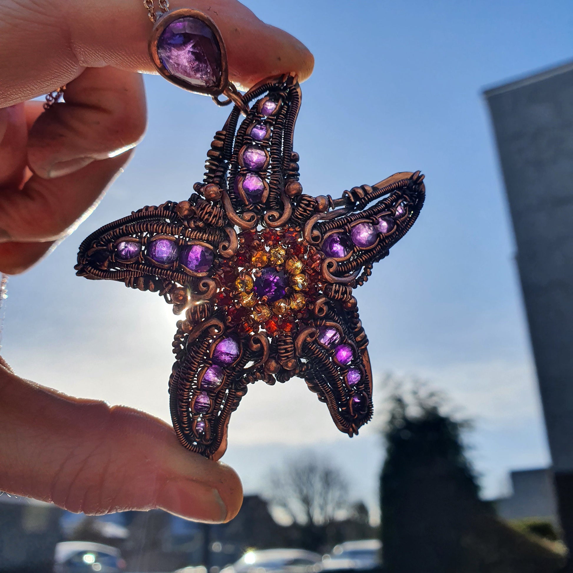 TUTORIAL - Starfish pendant - wire weaving pattern - necklace tutorial - wire pendant