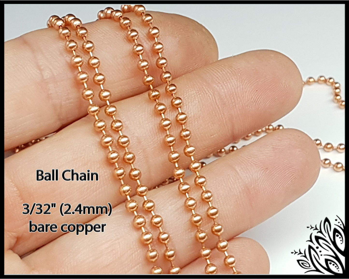 Finished ball chain - 2.4 mm - bare unplated copper