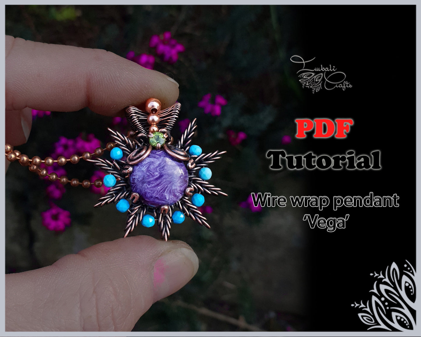 PDF Tutorial - wire wrap 'Vega' pendant - wire weaving pattern - DIY jewellery