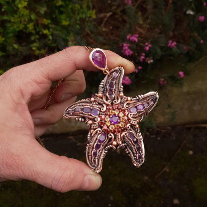 TUTORIAL - Starfish pendant - wire weaving pattern - necklace tutorial - wire pendant