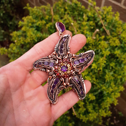 TUTORIAL - Starfish pendant - wire weaving pattern - necklace tutorial - wire pendant