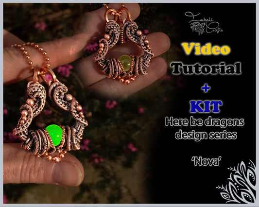 Kit + VIDEO tutorial - 'NOVA' wire weaving pattern - necklace tutorial - wire pendant