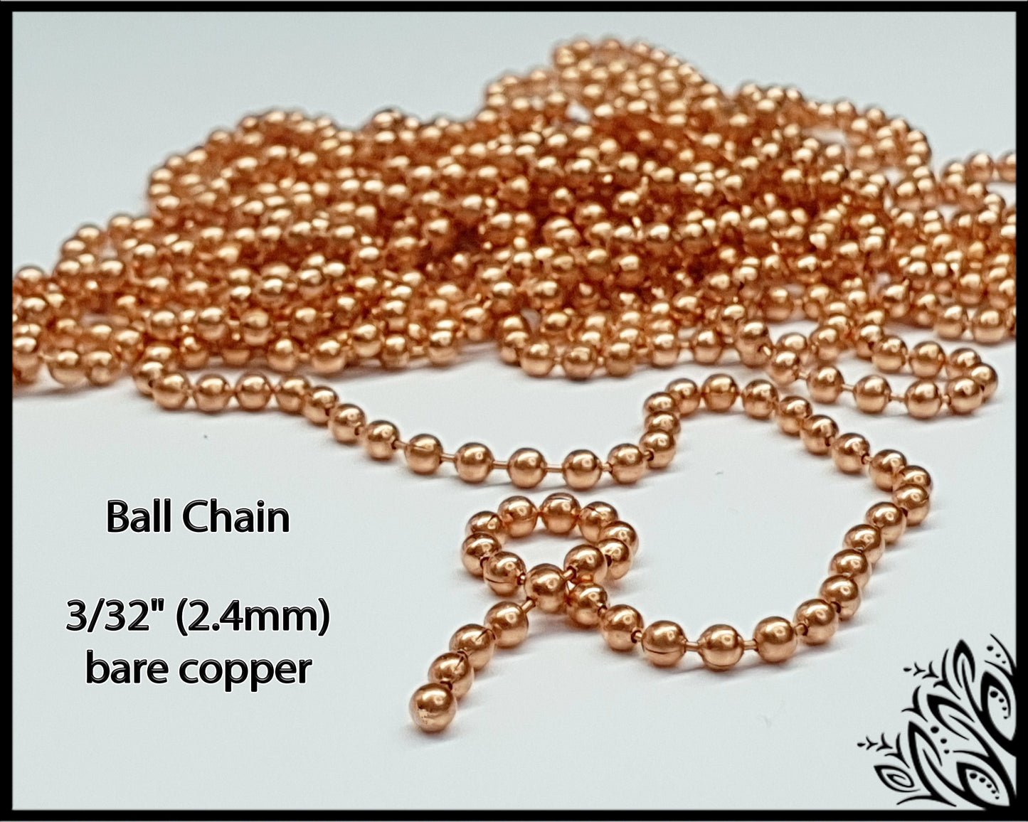 Finished ball chain - 2.4 mm - bare unplated copper