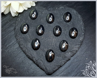 Silver hematite cabochon - oval - 18 mm