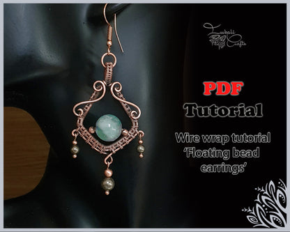 PDF Tutorial - 'Floating bead earrings' - wire weaving pattern - DIY jewellery