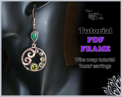 VIDEO TUTORIAL - Printable base frame template for 'Auxo' earrings - wire wrapping pattern