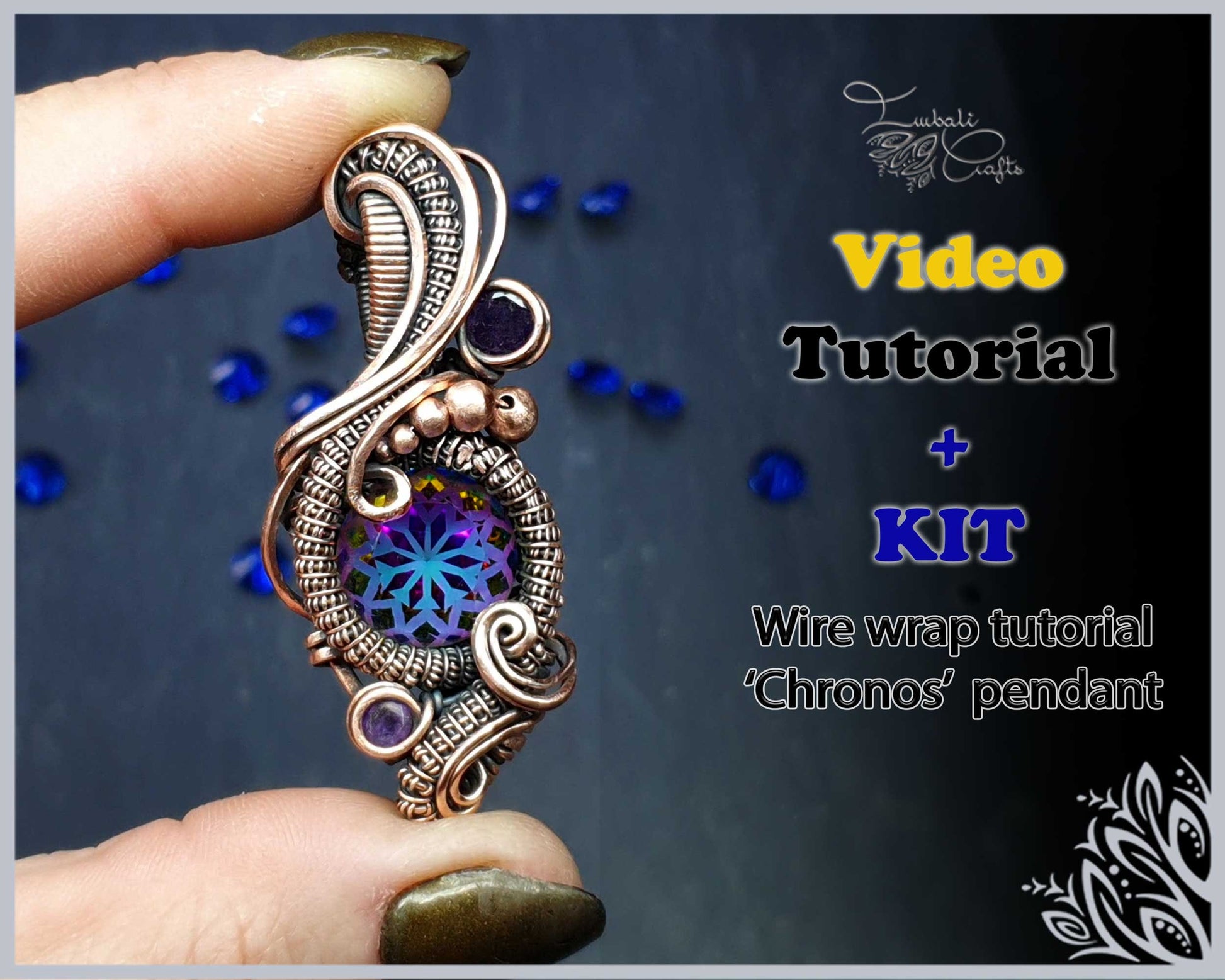 Kit + VIDEO Tutorial - Chronos - wire weaving pattern - necklace tutorial - wire pendant