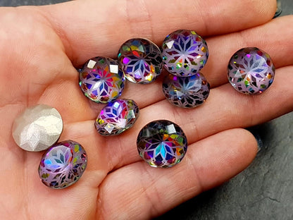 Glass crystal - round - 14 mm - Aurora