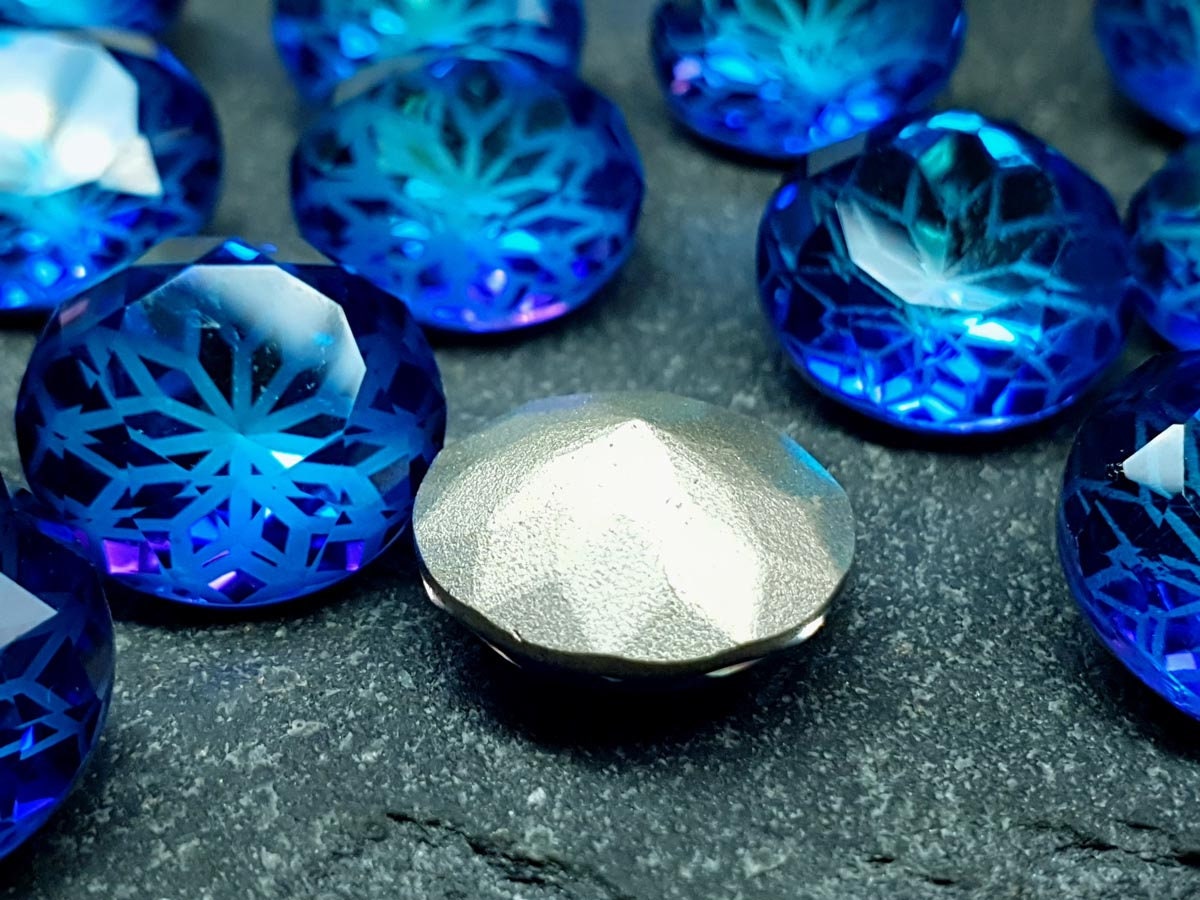 Glass crystal - round - 14 mm - indigo blue