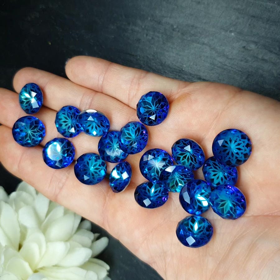 Glass crystal - round - 14 mm - indigo blue