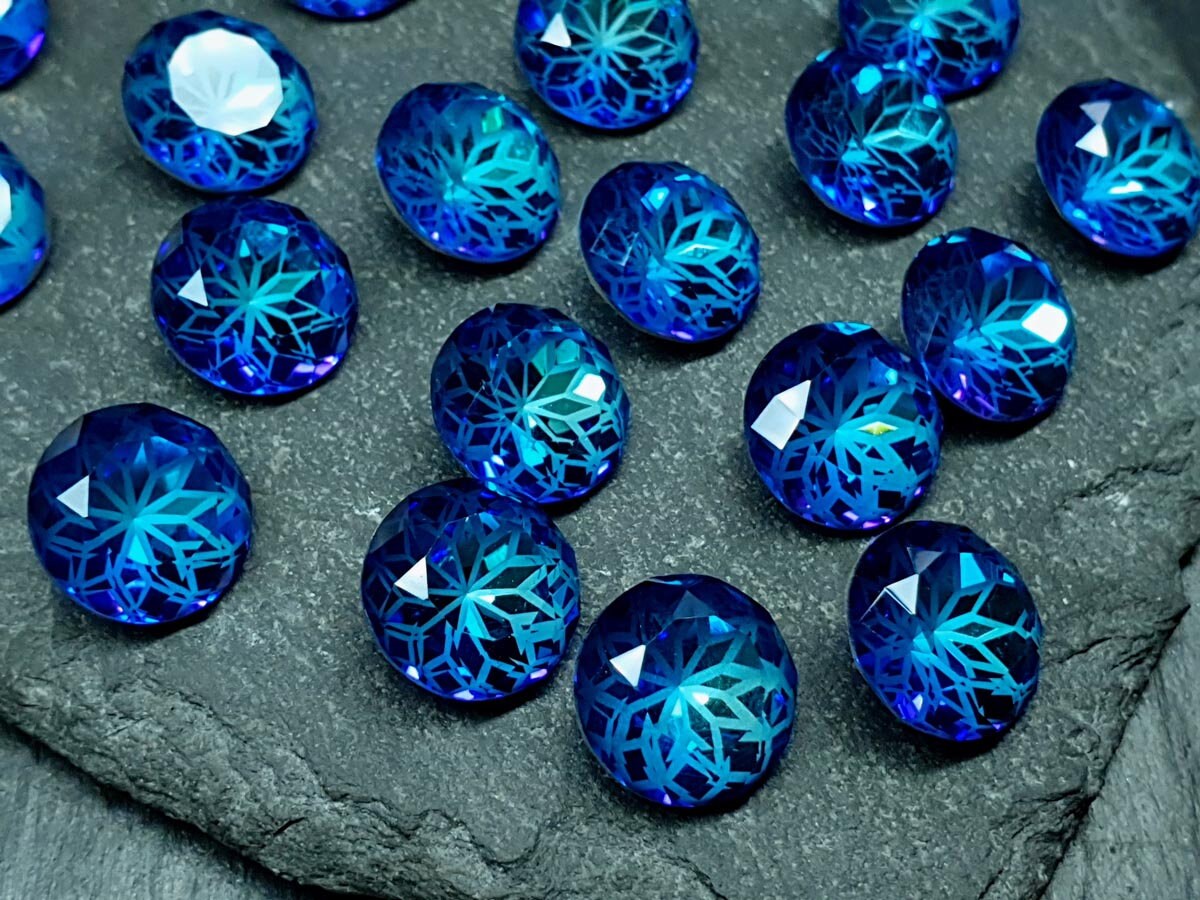 Glass crystal - round - 14 mm - indigo blue