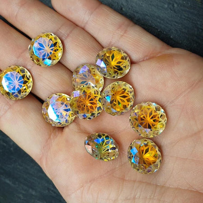 Glass crystal - round - 14 mm - Sunflower yellow