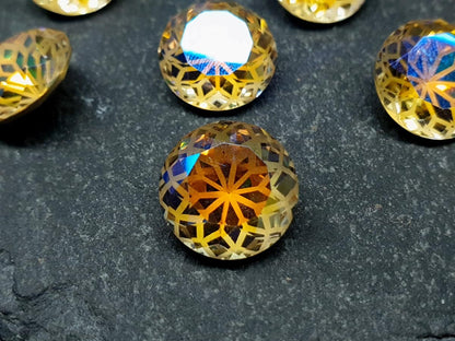 Glass crystal - round - 14 mm - Sunflower yellow