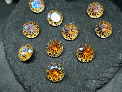 Glass crystal - round - 14 mm - Sunflower yellow