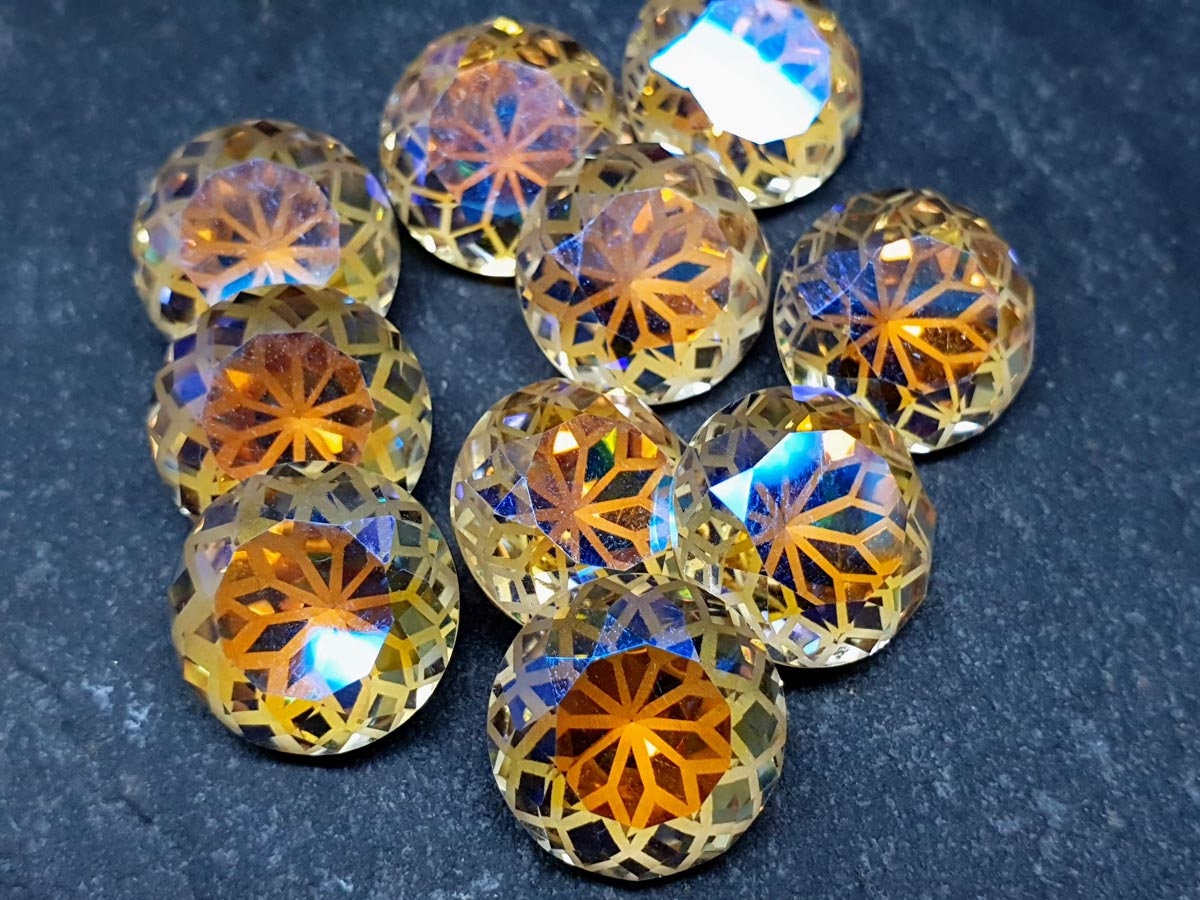 Glass crystal - round - 14 mm - Sunflower yellow