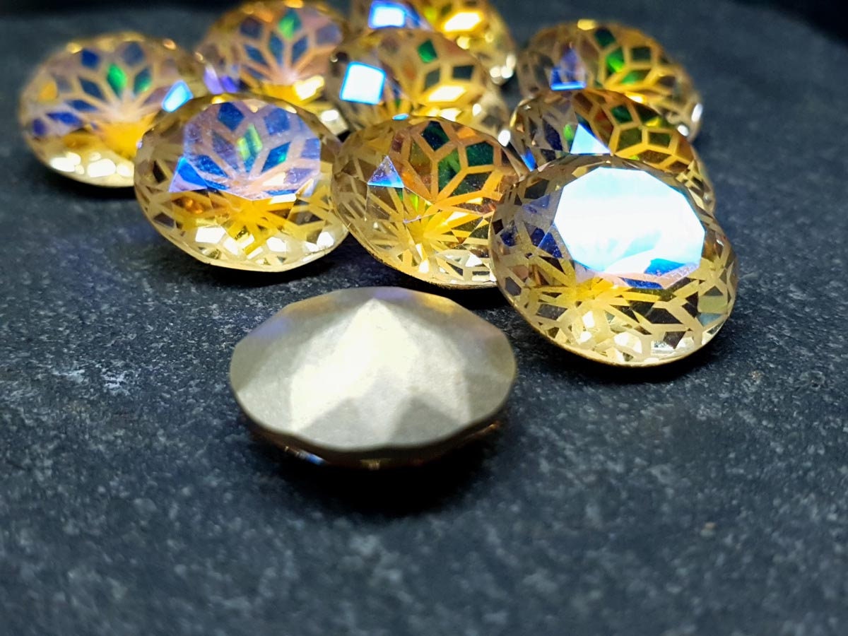 Glass crystal - round - 14 mm - Sunflower yellow